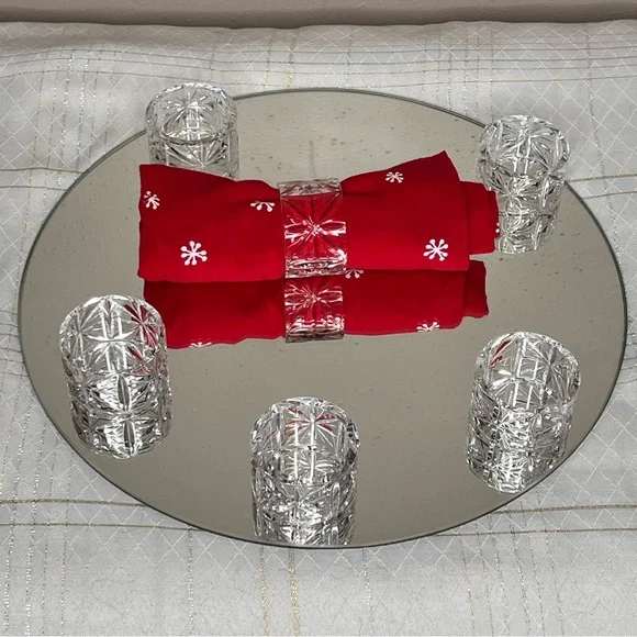 Crystal Napkin Rings Set Of 6 made in Hungary - Picture 3 of 6